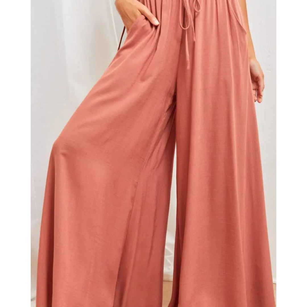 Women’s Wide-Leg Lounge Pants | High-Waist Drawstring Trousers | Flowy Summer Comfort