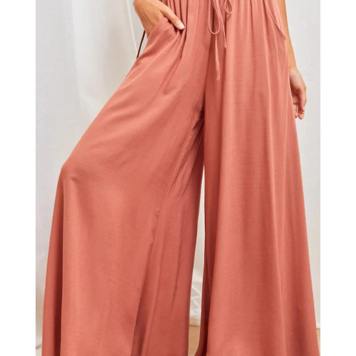 Women’s Wide-Leg Lounge Pants | High-Waist Drawstring Trousers | Flowy Summer Comfort