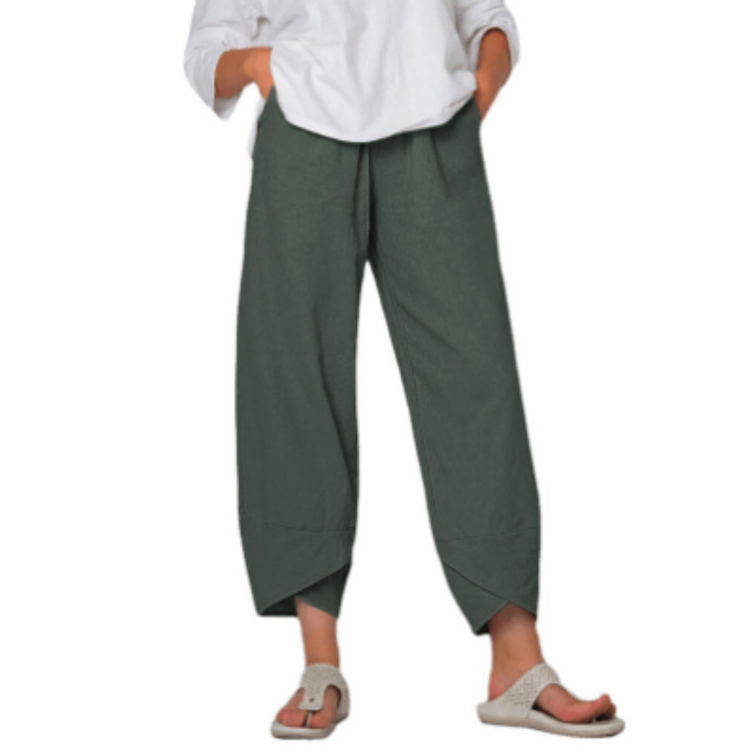 Tapered Cropped Pants | Asymmetrical Hem | Lightweight Cotton Blend