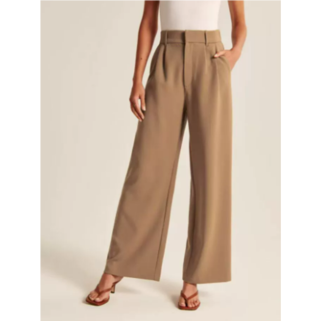 High-Waisted Wide-Leg Trousers | Pleated Front | Tailored Office Pants