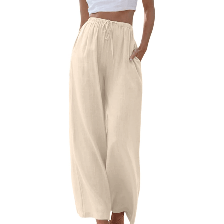 Wide-Leg Elastic Waist Pants | Soft Drape with Minimalist Silhouette