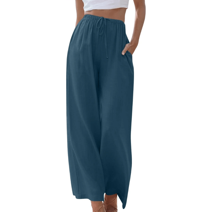 Wide-Leg Elastic Waist Pants | Soft Drape with Minimalist Silhouette
