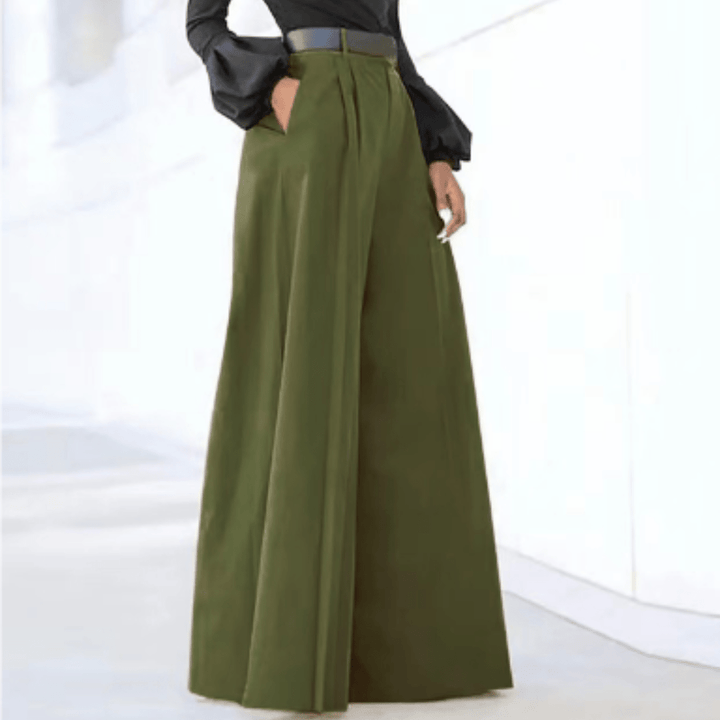 High-Waisted Wide-Leg Trousers | Tailored Pleat Front | Flowy Formal Fit