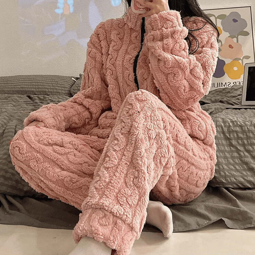 Fleece Knit Lounge Set | Ultra-Soft Comfort | Cable Knit Design | Cozy Homewear