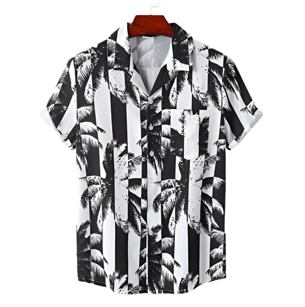 Men’s Palm Print Resort Shirt | Lightweight Rayon | Summer Short Sleeve