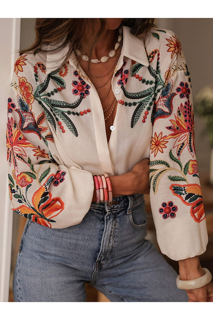 Fabienne - Embroidered Floral Shirt – A Hint of the Mediterranean in Every Detail