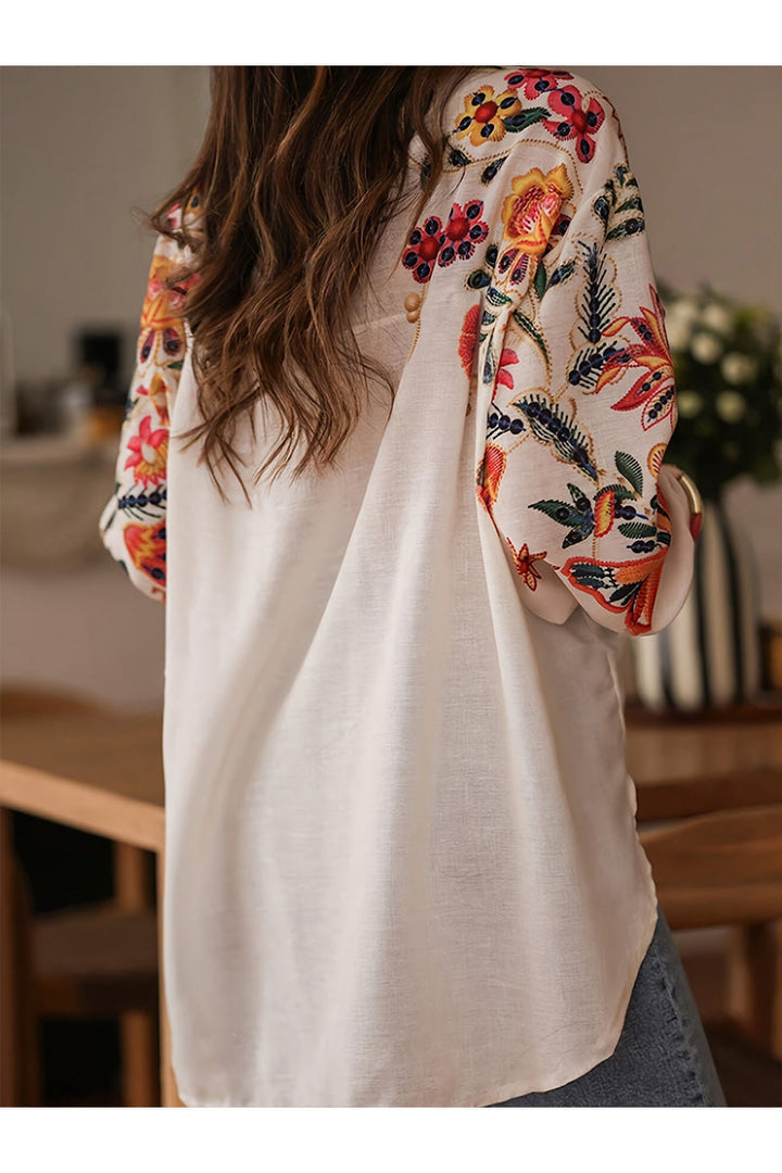 Fabienne - Embroidered Floral Shirt – A Hint of the Mediterranean in Every Detail