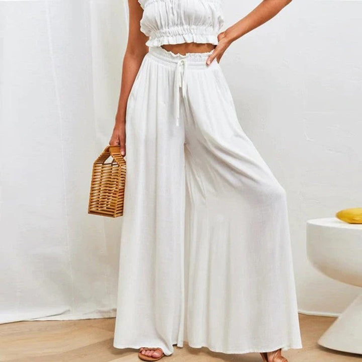 Women’s Wide-Leg Lounge Pants | High-Waist Drawstring Trousers | Flowy Summer Comfort