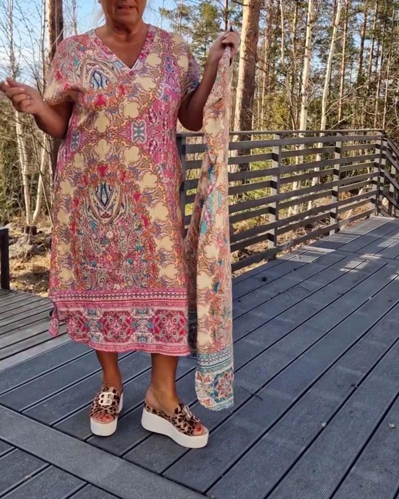 Ailina - Printed V-neck dress