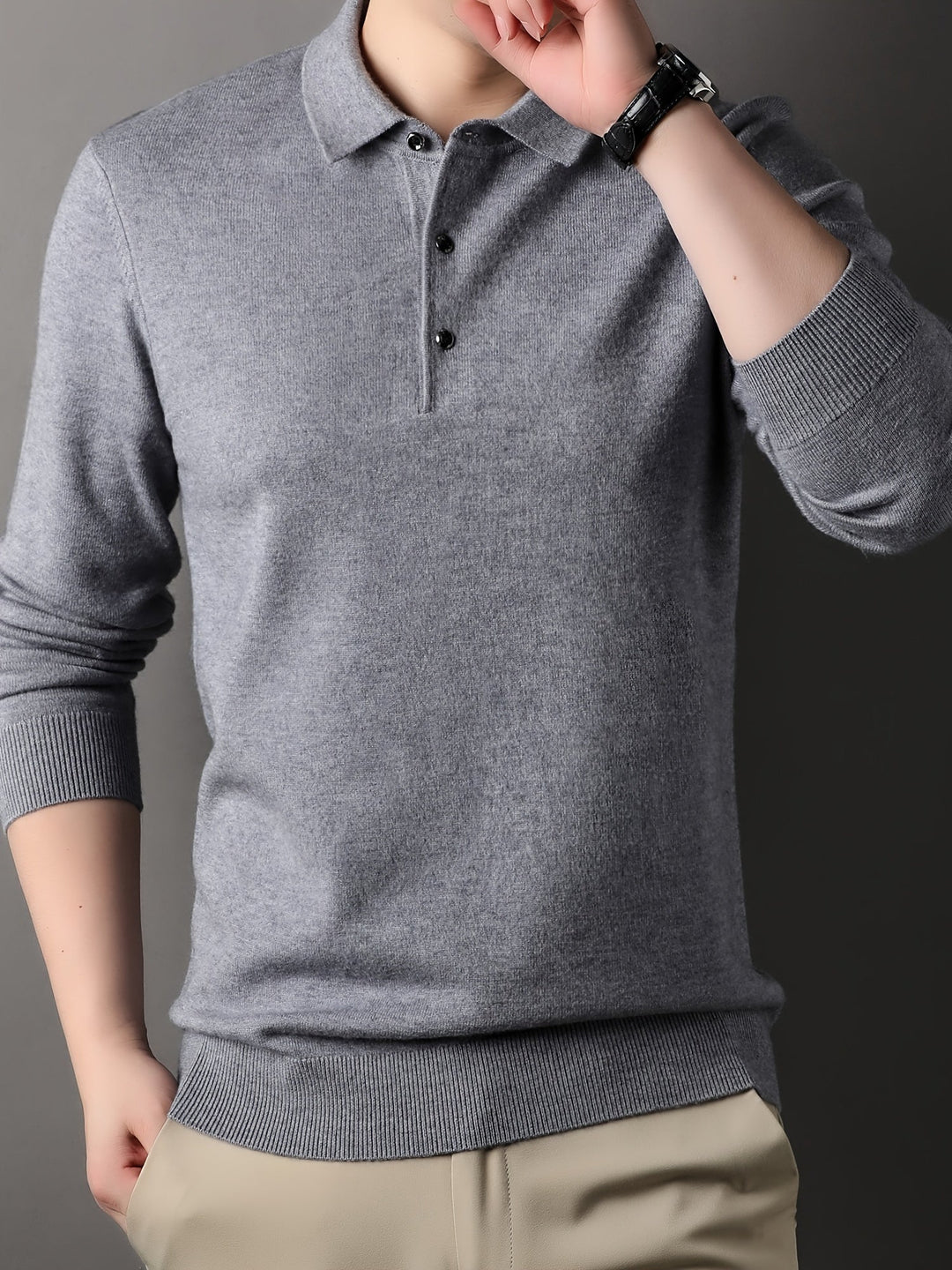 Men’s Knit Polo Sweater | Lightweight Button Collar Pullover | Casual Smart Layer