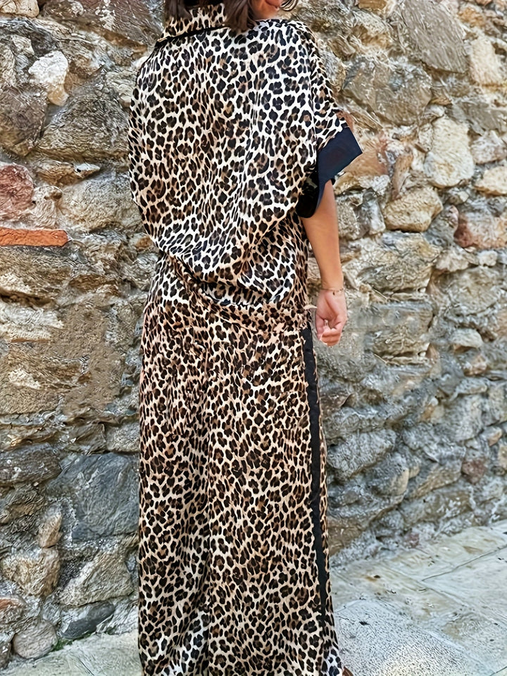Cyra - Leopard Print Set with Wide Leg Pants