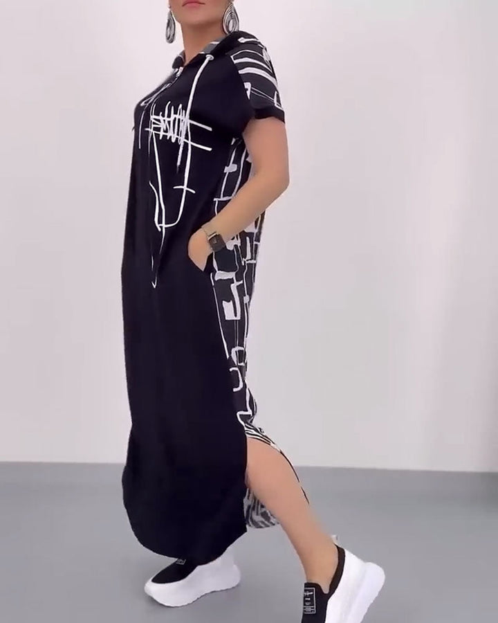 Ilana - Contrasting Maxi Dress with Zipper