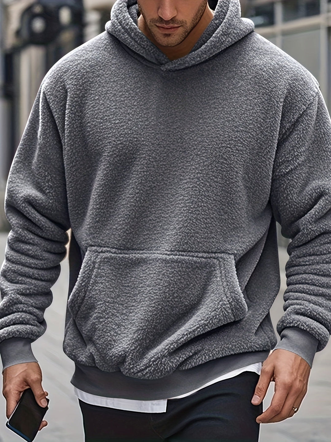 Men's Sherpa Fleece Hoodie | Plush Pullover | Warm Winter Loungewear