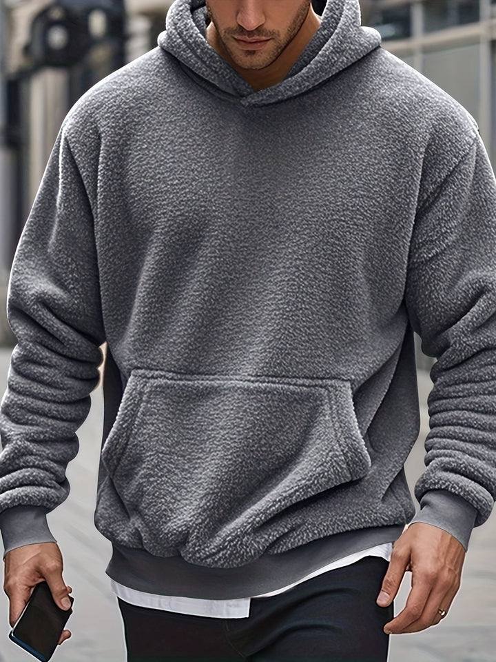 Men's Sherpa Fleece Hoodie | Plush Pullover | Warm Winter Loungewear