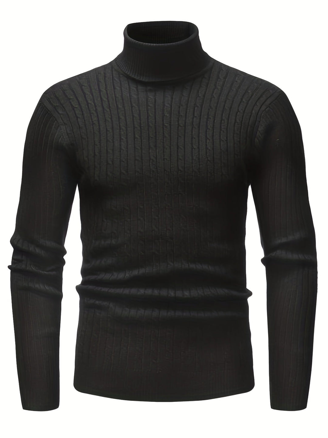 Men’s Cable Knit Turtleneck Sweater | Slim Fit Winter Pullover