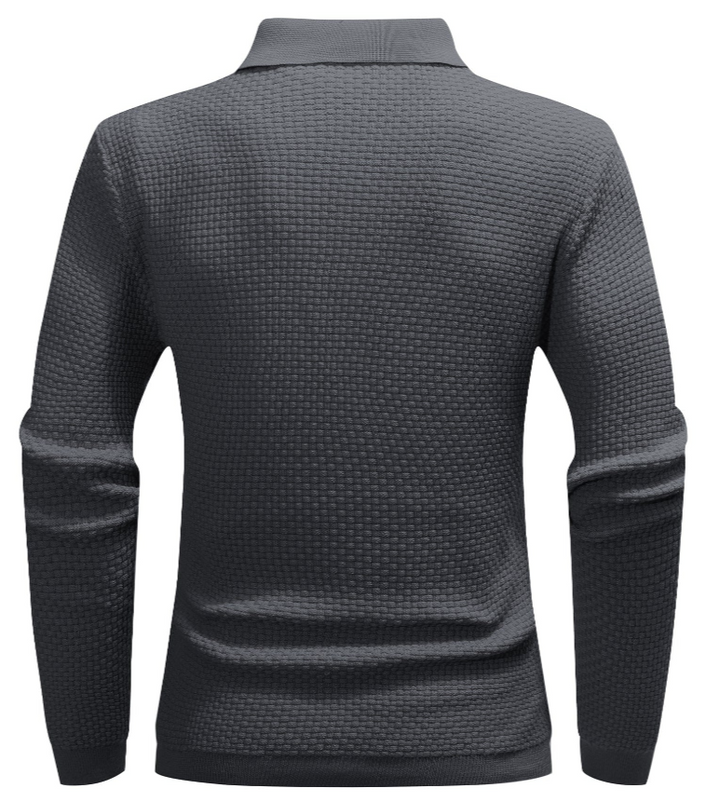 Men’s Long-Sleeve Textured Polo Shirt | Waffle Knit | Smart Casual Essential