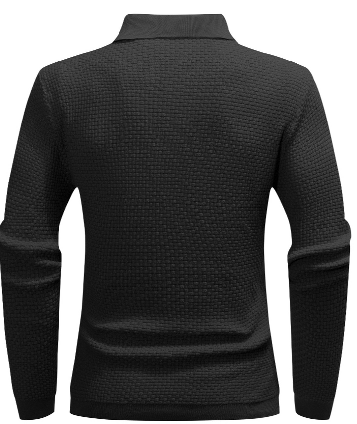 Men’s Long-Sleeve Textured Polo Shirt | Waffle Knit | Smart Casual Essential