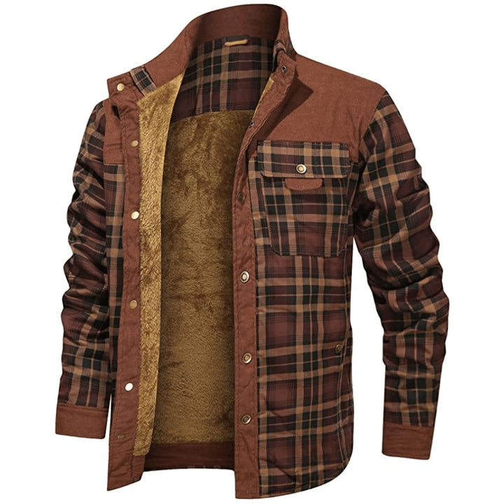 Men’s Plaid Overshirt | Contrast Yoke Shirt Jacket | Brushed Casual Layer
