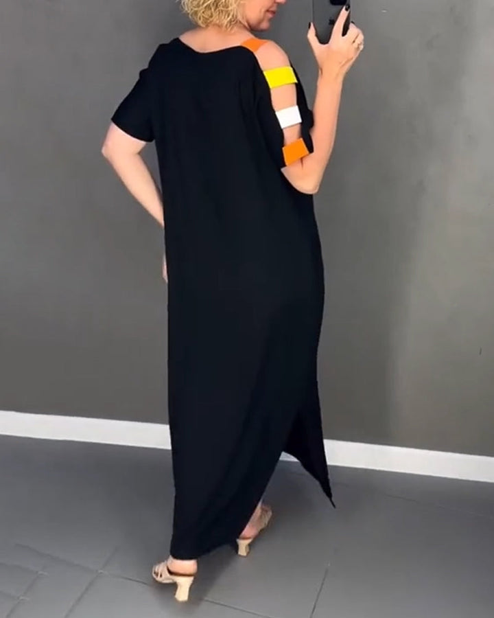 Primina - Off-the-shoulder dress with cutout print and slit