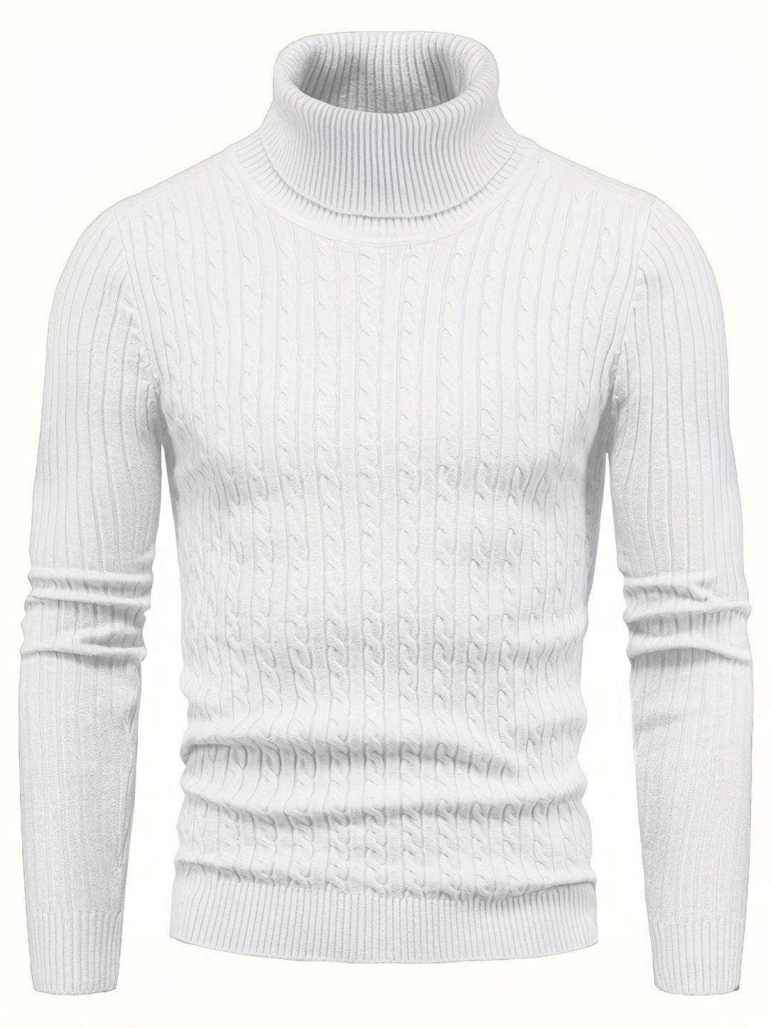 Men’s Cable Knit Turtleneck Sweater | Slim Fit Winter Pullover