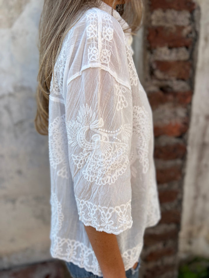 Audette - Elegant Embroidered Lace Blouse