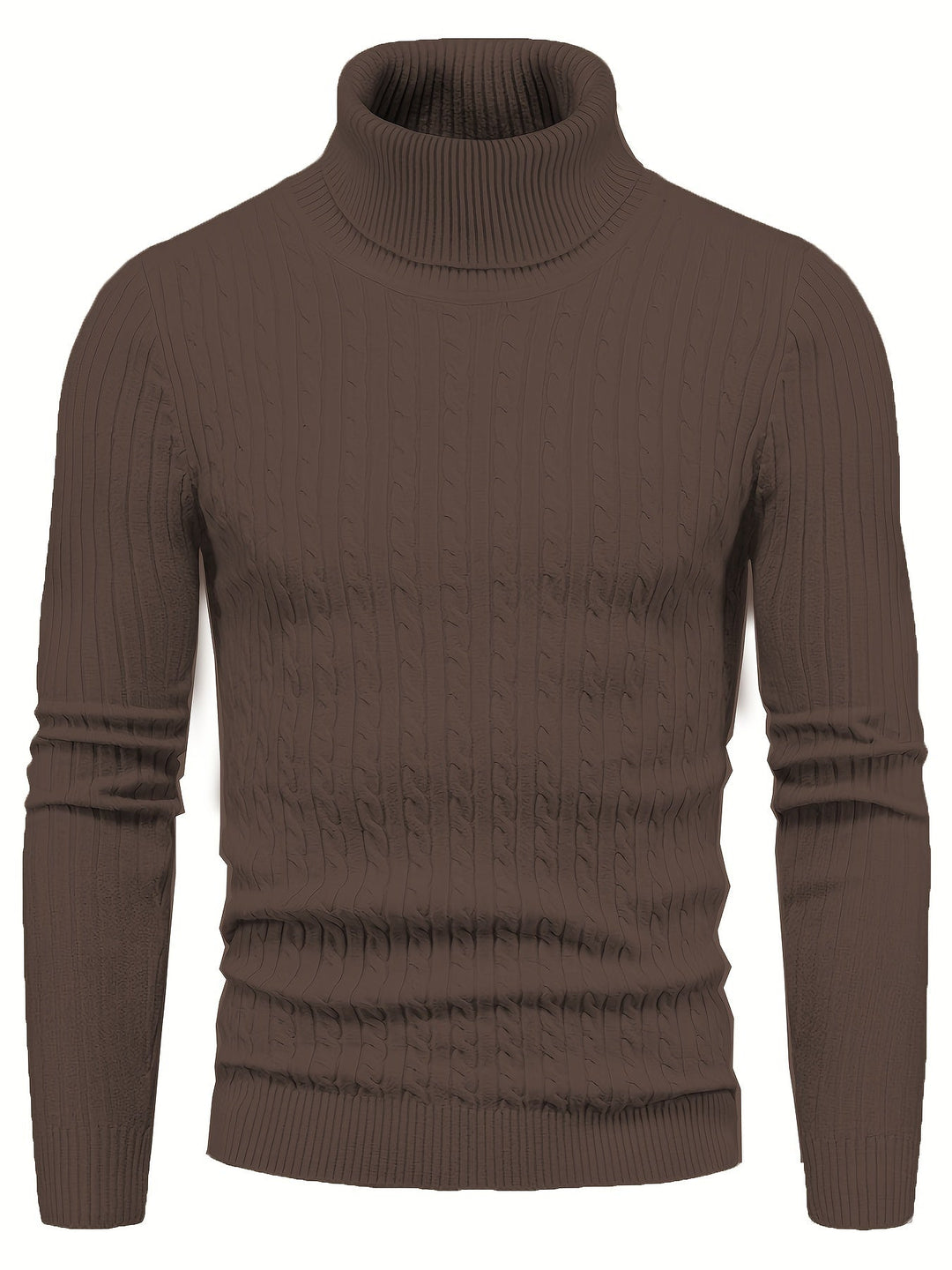 Men’s Cable Knit Turtleneck Sweater | Slim Fit Winter Pullover