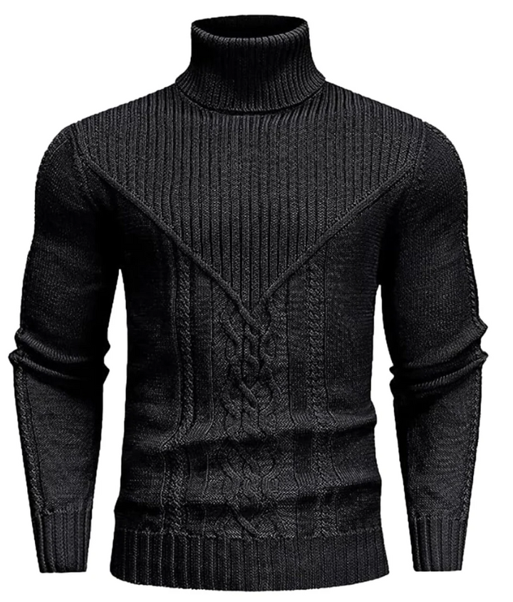 Men’s Cable Knit Turtleneck Sweater | Slim Fit | Heavyweight Winter Layer