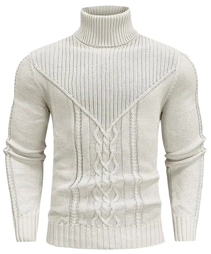 Men’s Cable Knit Turtleneck Sweater | Slim Fit | Heavyweight Winter Layer