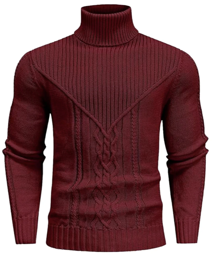 Men’s Cable Knit Turtleneck Sweater | Slim Fit | Heavyweight Winter Layer