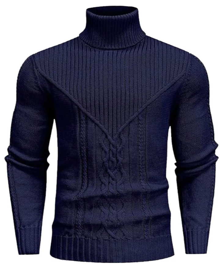 Men’s Cable Knit Turtleneck Sweater | Slim Fit | Heavyweight Winter Layer