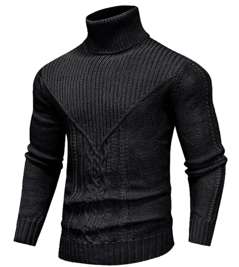 Men’s Cable Knit Turtleneck Sweater | Slim Fit | Heavyweight Winter Layer