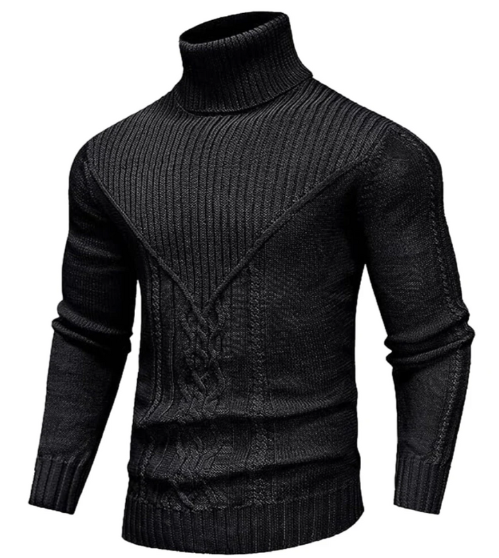 Men’s Cable Knit Turtleneck Sweater | Slim Fit | Heavyweight Winter Layer