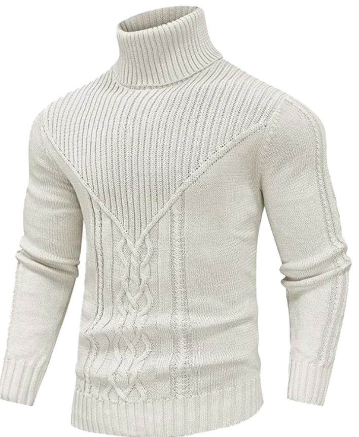 Men’s Cable Knit Turtleneck Sweater | Slim Fit | Heavyweight Winter Layer