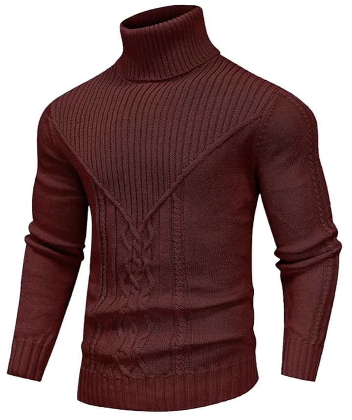 Men’s Cable Knit Turtleneck Sweater | Slim Fit | Heavyweight Winter Layer