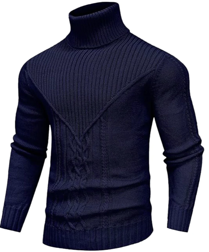 Men’s Cable Knit Turtleneck Sweater | Slim Fit | Heavyweight Winter Layer