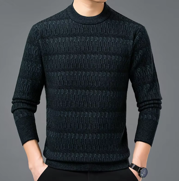 Men’s Lightweight Knit Sweater | Subtle Pattern | Slim Fit Crewneck Pullover