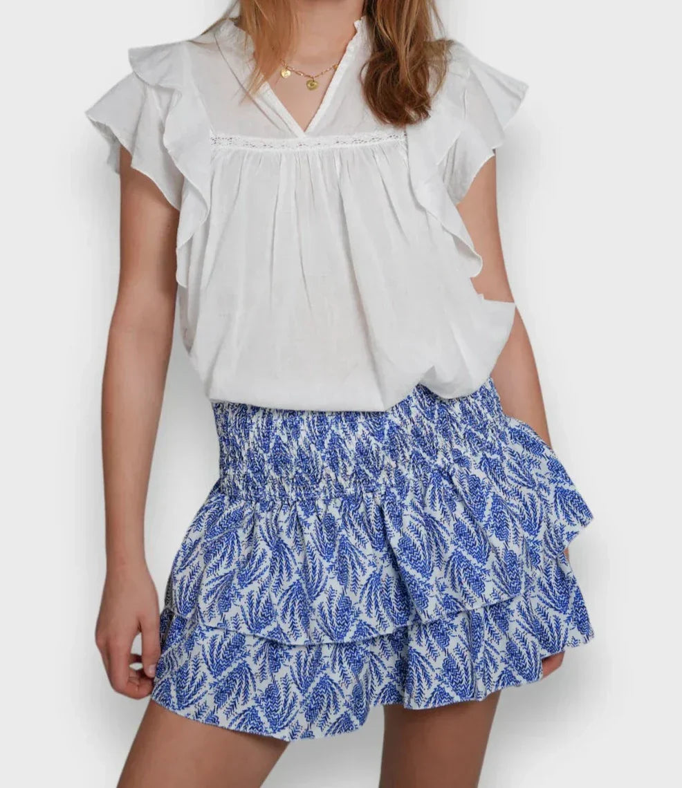 Smocked Mini Skirt | Ruffle Hem | Lightweight Boho Print