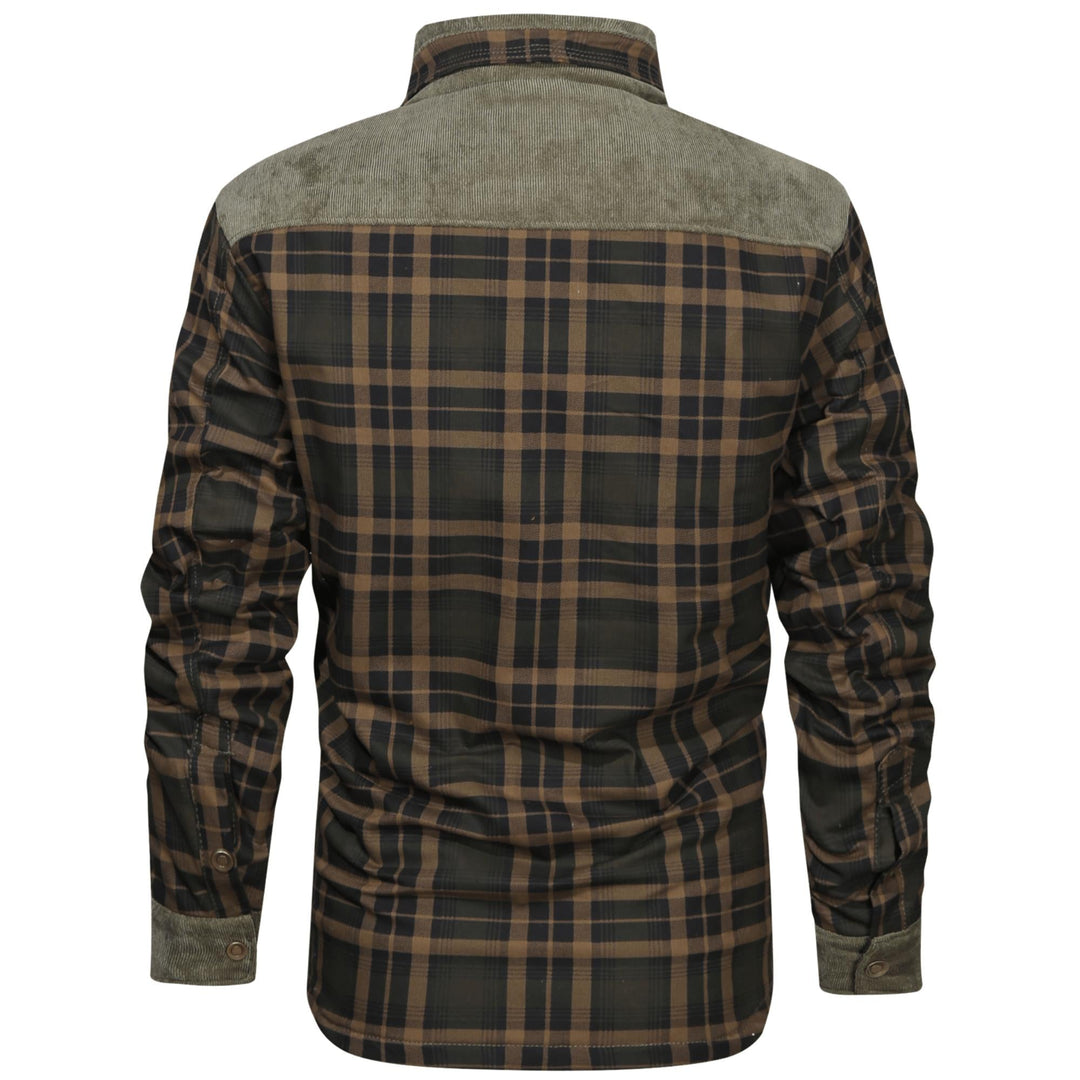 Men’s Plaid Overshirt | Contrast Yoke Shirt Jacket | Brushed Casual Layer