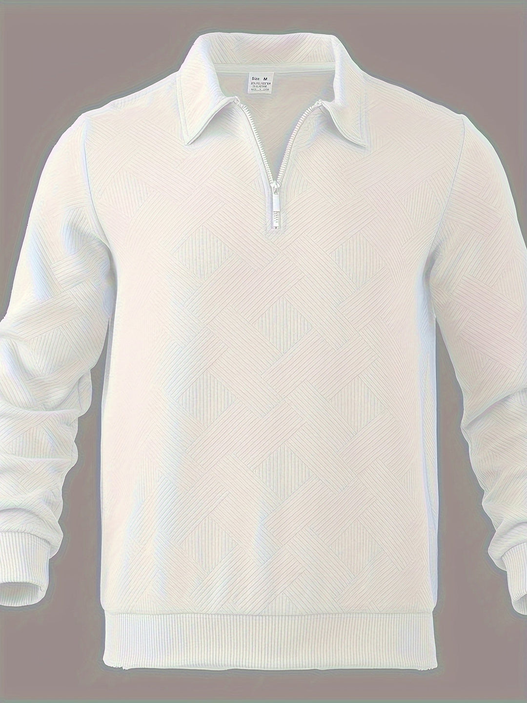 Men’s Quarter-Zip Jacquard Sweater | Textured Pullover with Collar