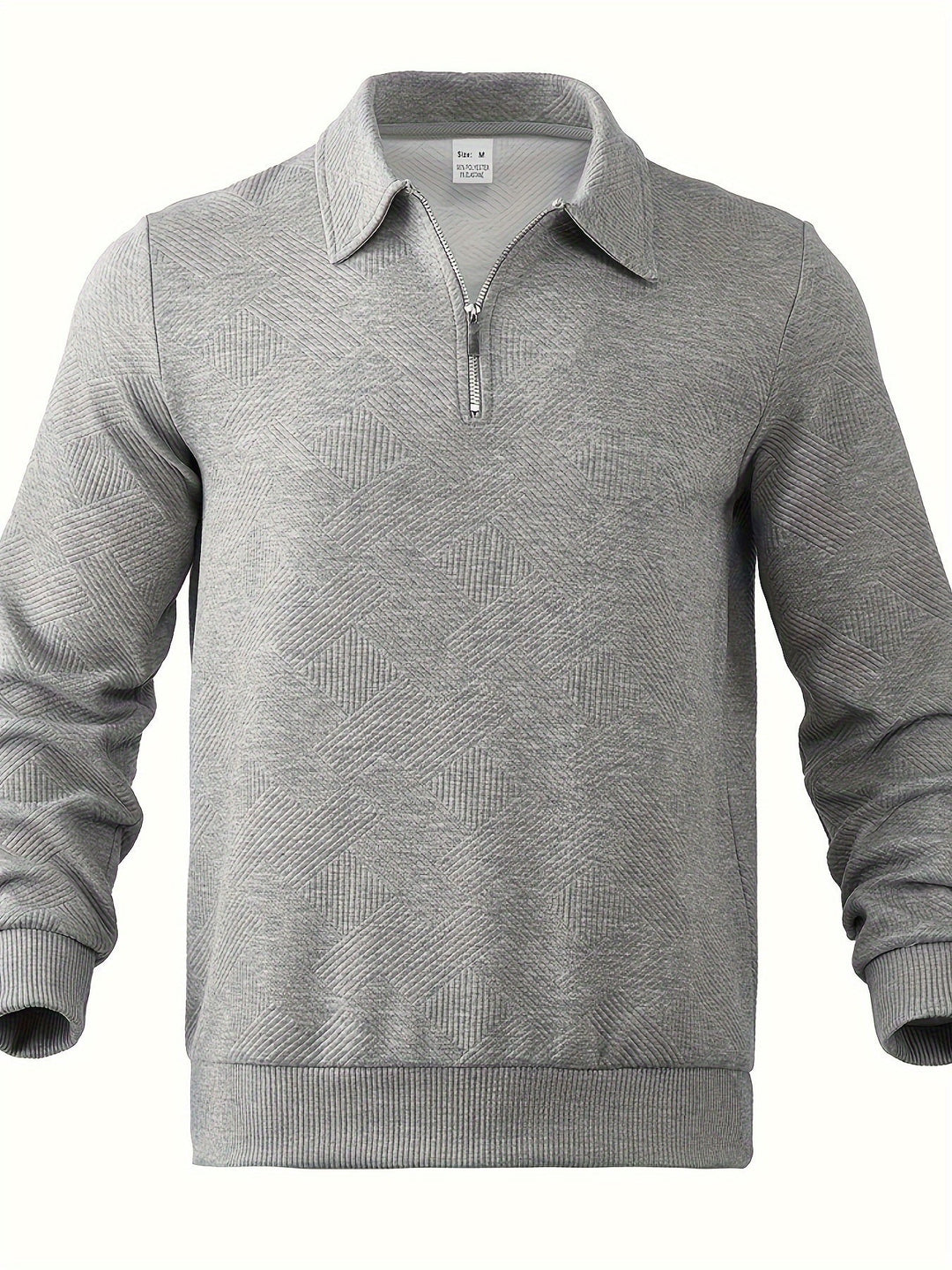 Men’s Quarter-Zip Jacquard Sweater | Textured Pullover with Collar