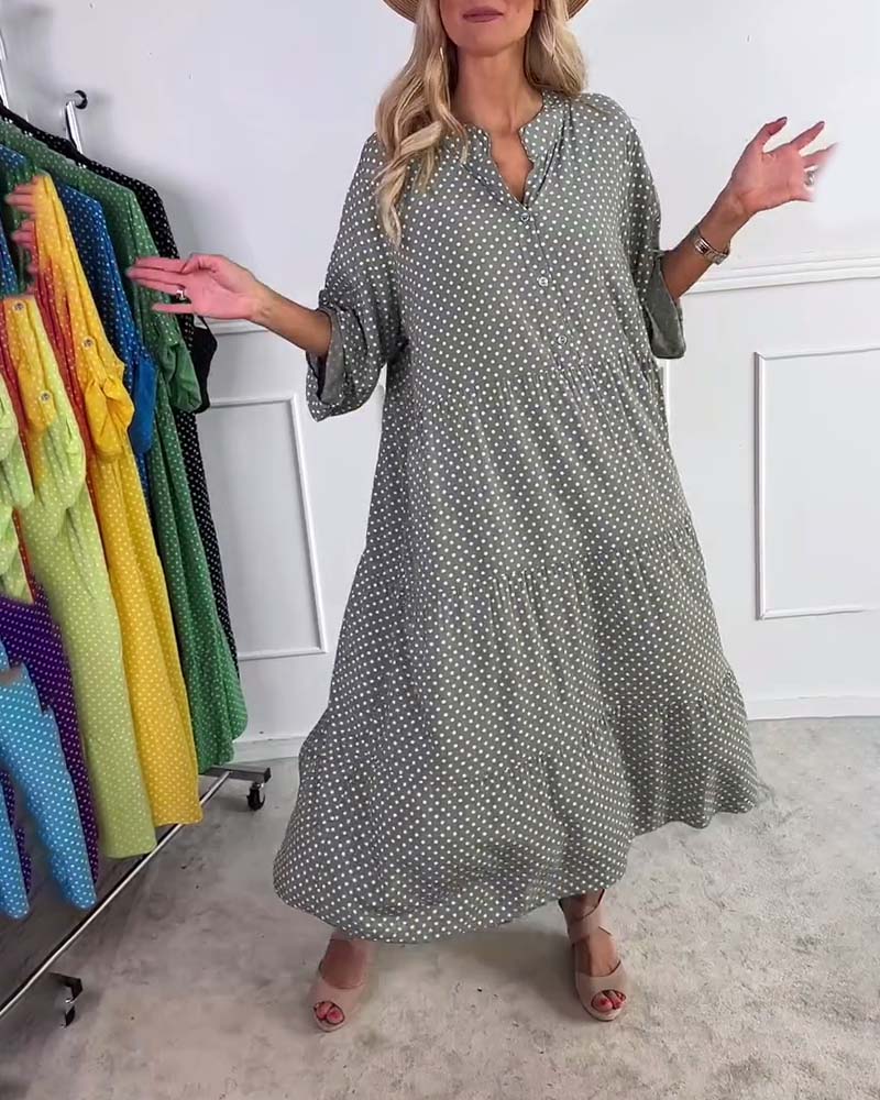 Miralyn - Straight polka dot mid-sleeve dress
