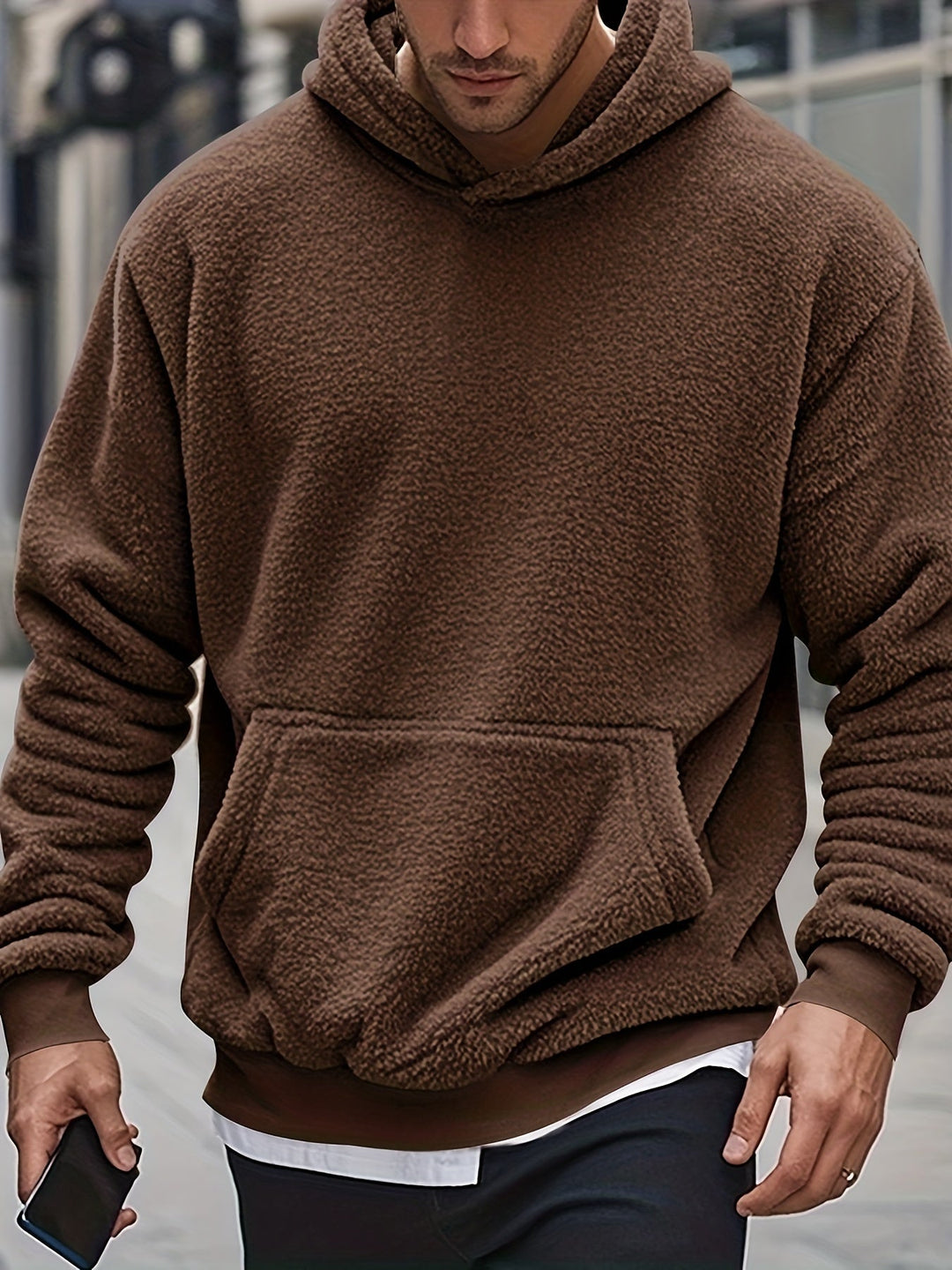 Men's Sherpa Fleece Hoodie | Plush Pullover | Warm Winter Loungewear