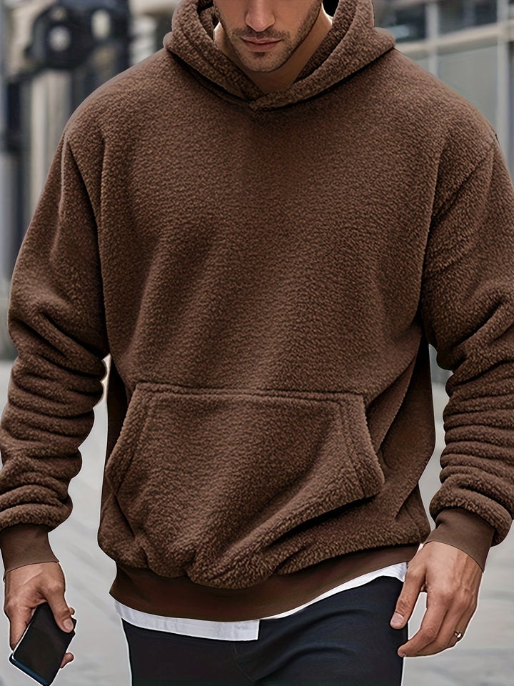 Men's Sherpa Fleece Hoodie | Plush Pullover | Warm Winter Loungewear