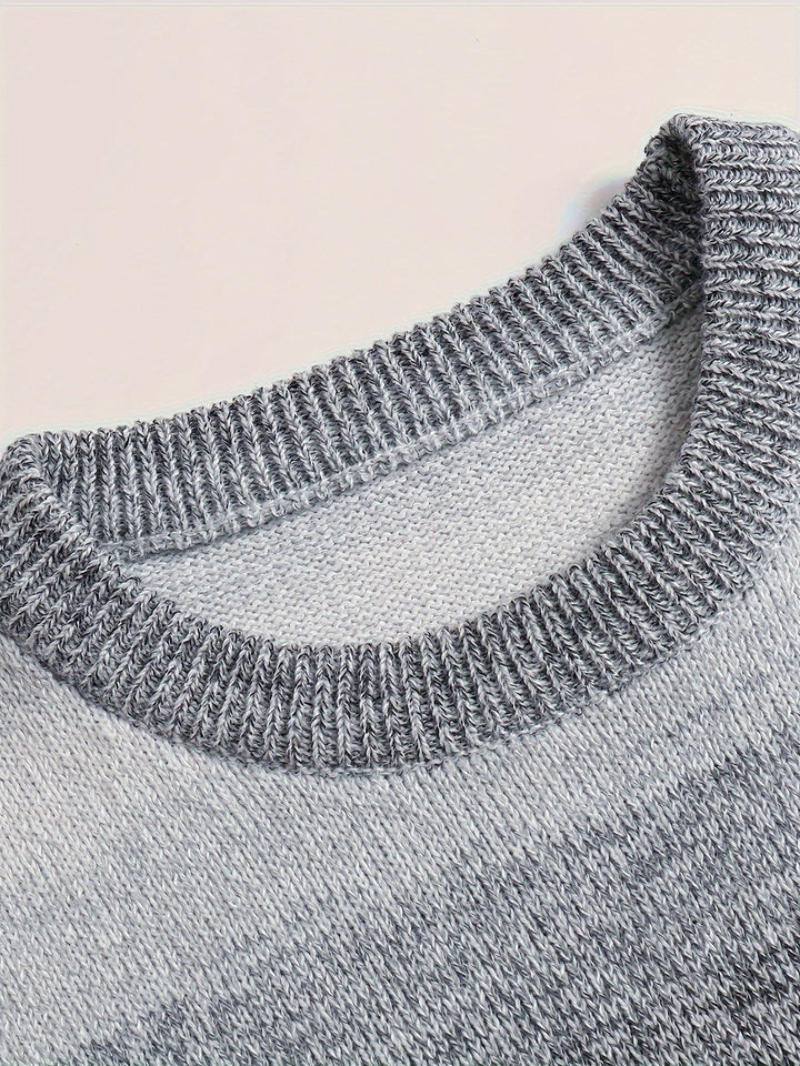 Men’s Gradient Knit Crewneck Sweater | Lightweight Ombre Pullover | Casual Fall Layer