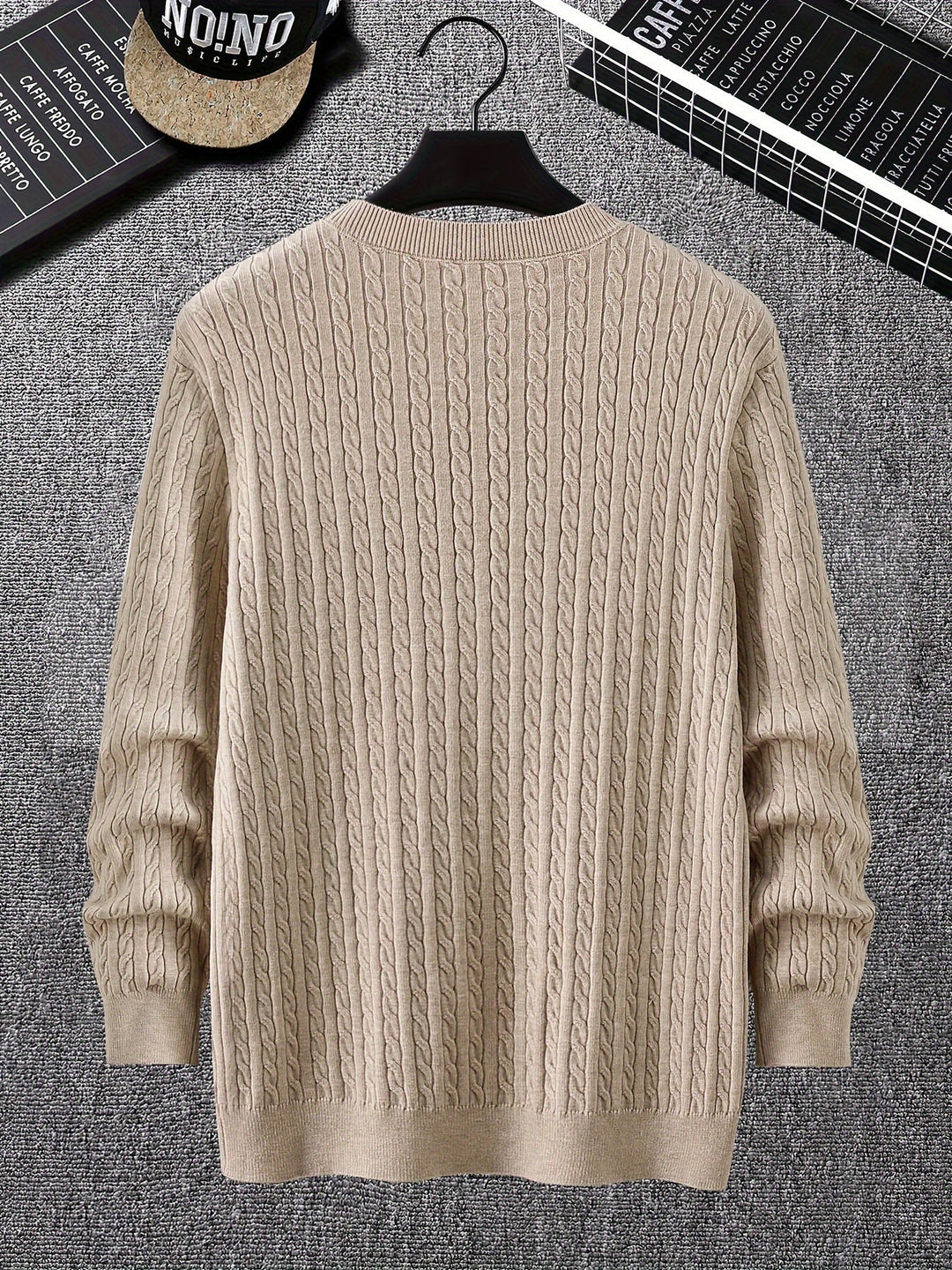 Men’s Cable Knit Pullover Sweater | Lightweight Crewneck | Classic Textured Knitwear