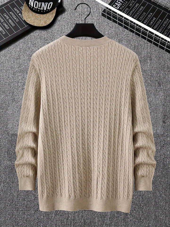 Men’s Cable Knit Pullover Sweater | Lightweight Crewneck | Classic Textured Knitwear