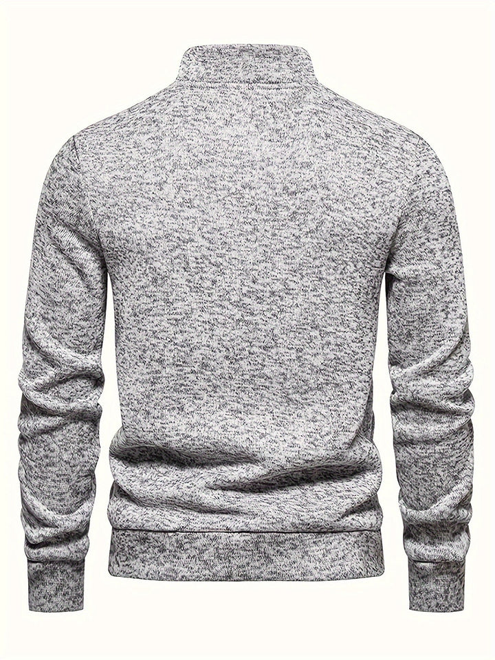 Men’s Button Mock Neck Sweater | Textured Knit Pullover | Cold Weather Casual Essential