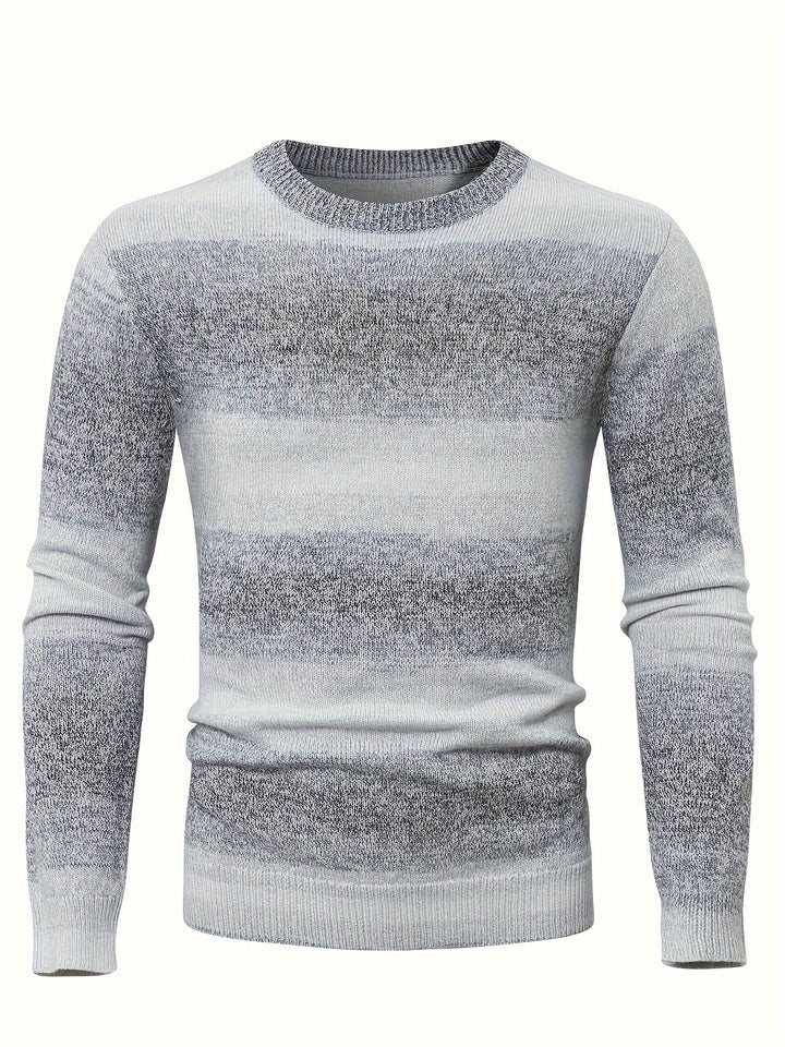Men’s Gradient Knit Crewneck Sweater | Lightweight Ombre Pullover | Casual Fall Layer