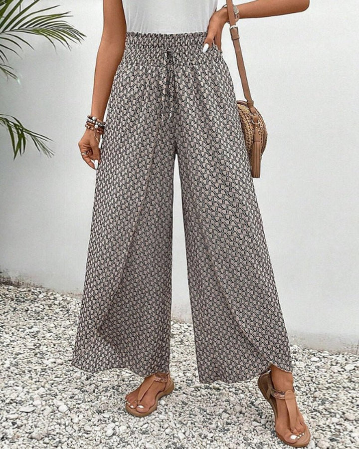 Wide Leg Printed Pants | Elastic Waist | Lightweight Flow