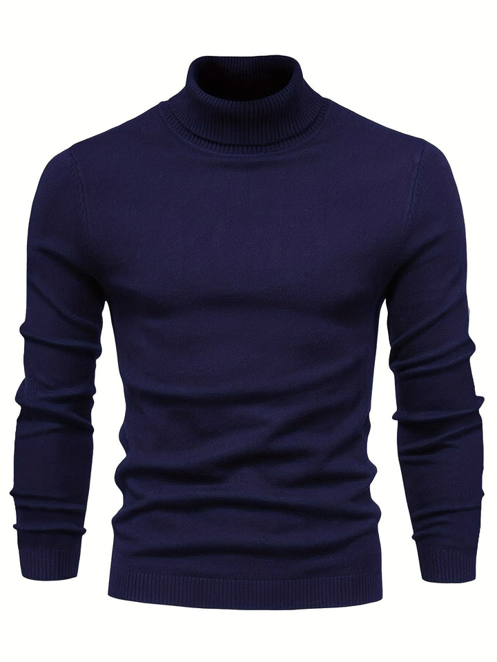 Men's Slim Fit Turtleneck Sweater | Ribbed Cuffs & Hem | Lightweight Fall Layer